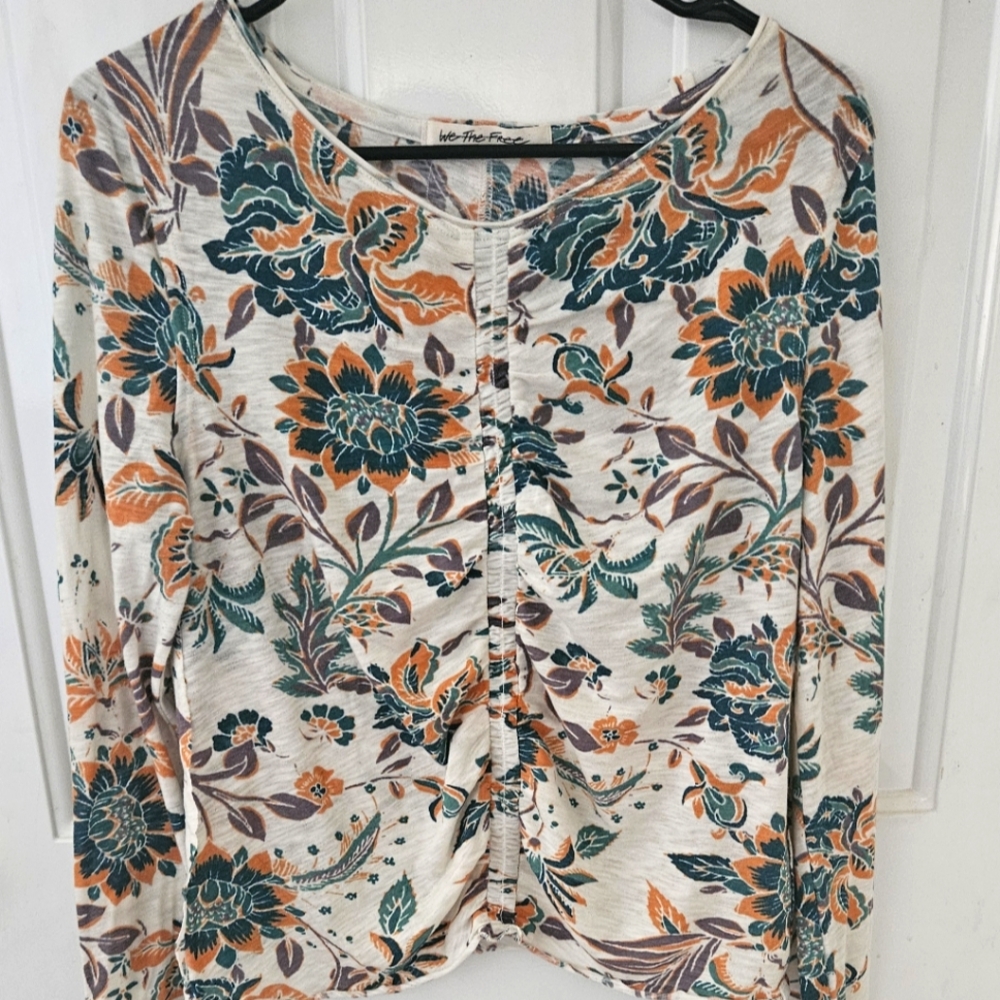 We The Free Floral & Cream Long sleeve Top